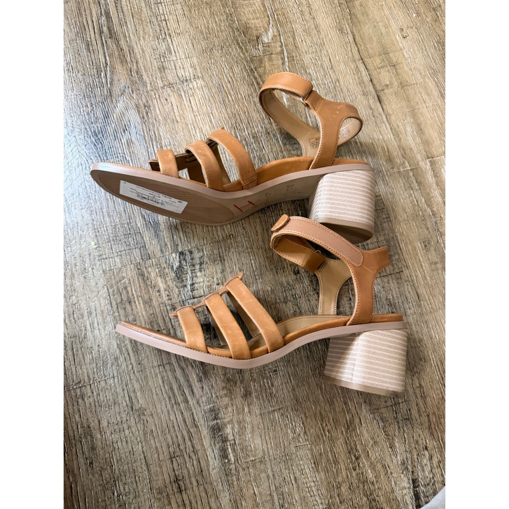 Vionic Maisy Tan Leather Block Heel Strappy Sandals Womens Size 9 GS:05-2025